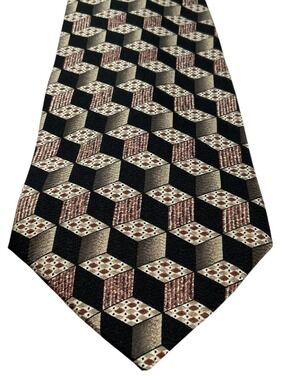 Original B.D. Baggies All Silk Tie Geometric Cube Pattern 57” x 4”
